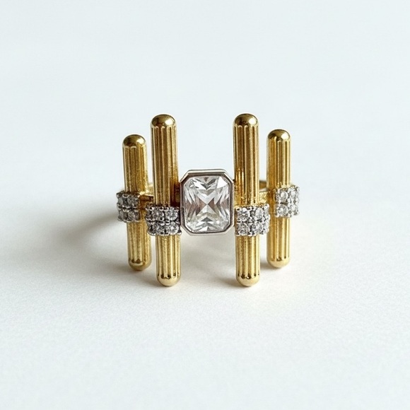 ABSTRACT BOHO GOLD ADJUSTABLE RING - Picture 4 of 4